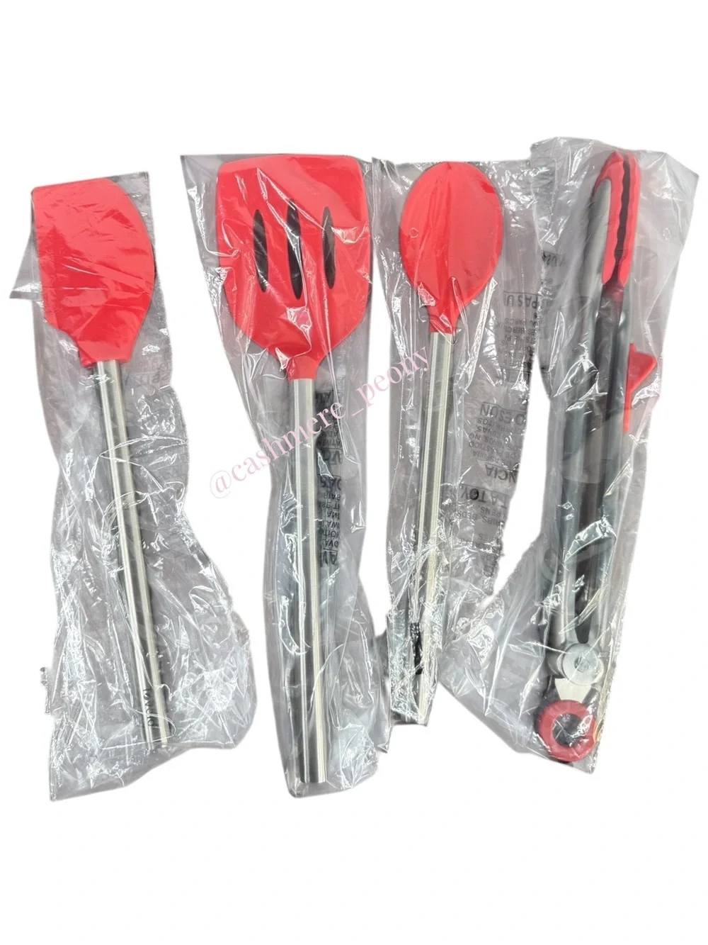 Tovolo Red Silicone Kitchen Utensil Set with Stainless Handles - 4 Piece